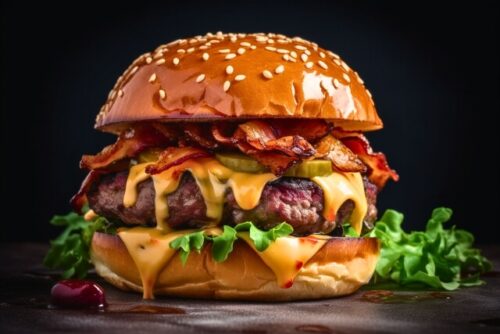豪快なハンバーガーの画像